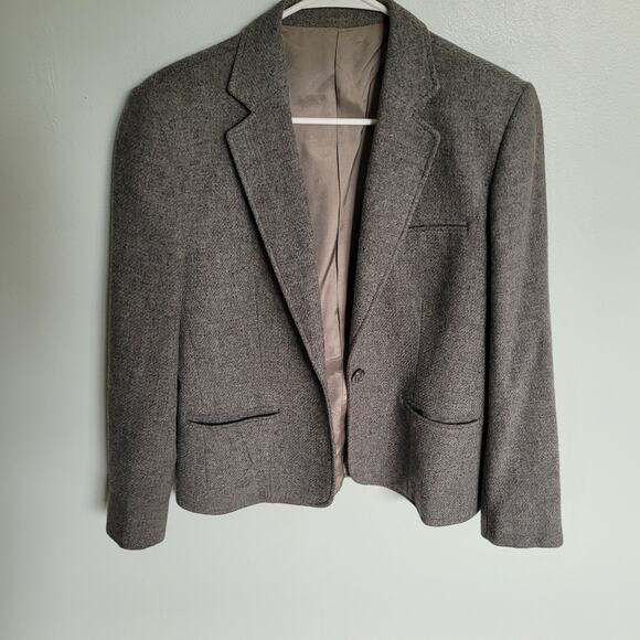 Vintage 90s Anderson Little Womens Gray Blazer 100% Wool Jacket Siz 10 - Picture 3 of 9
